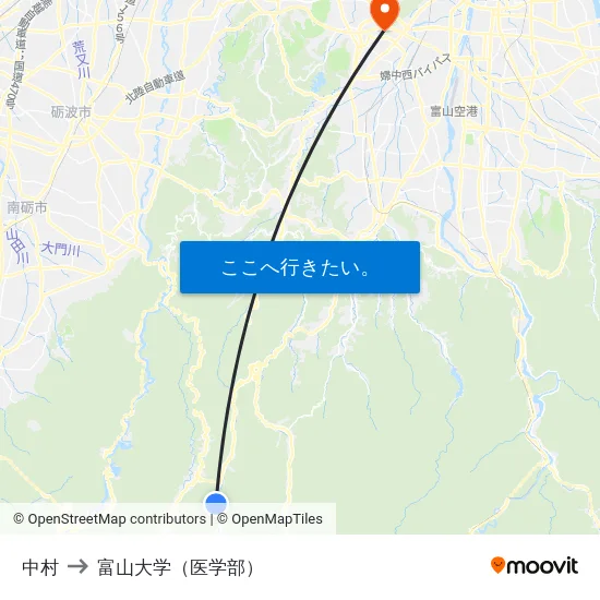 中村 to 富山大学（医学部） map