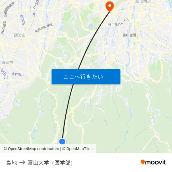 島地 to 富山大学（医学部） map