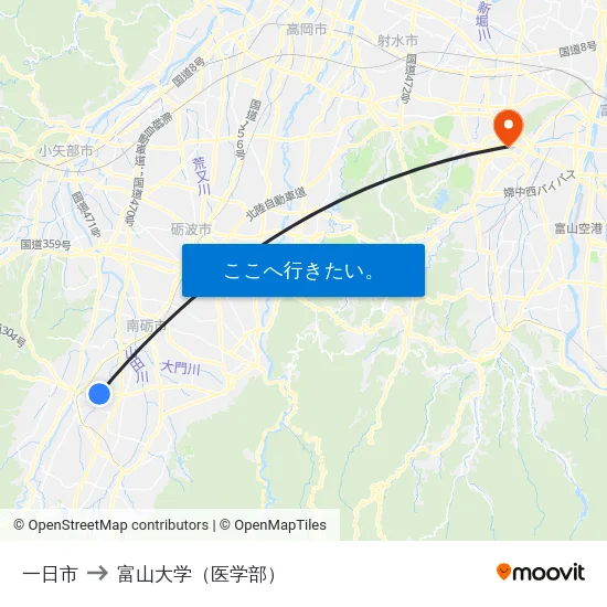 一日市 to 富山大学（医学部） map