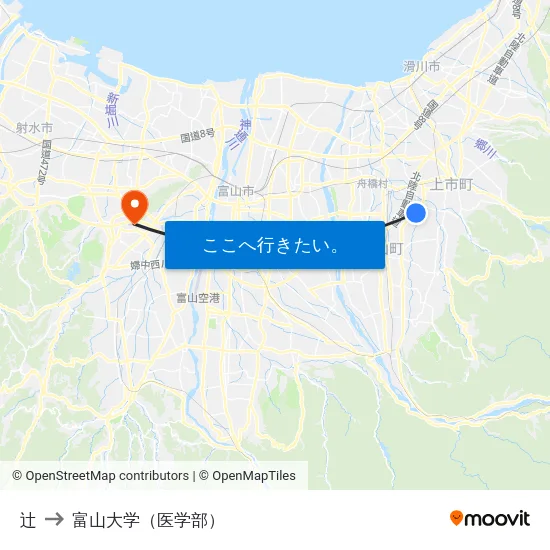辻 to 富山大学（医学部） map