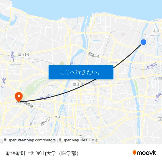 新保新町 to 富山大学（医学部） map