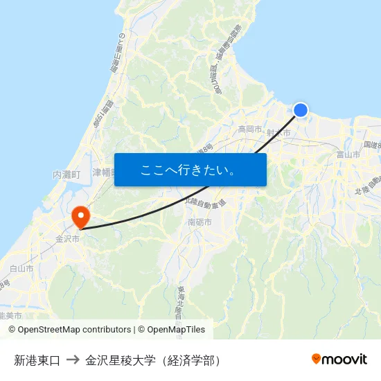 新港東口 to 金沢星稜大学（経済学部） map