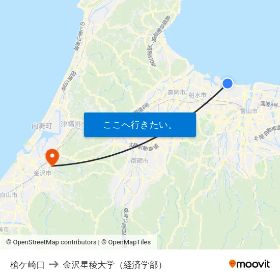 槍ケ崎口 to 金沢星稜大学（経済学部） map