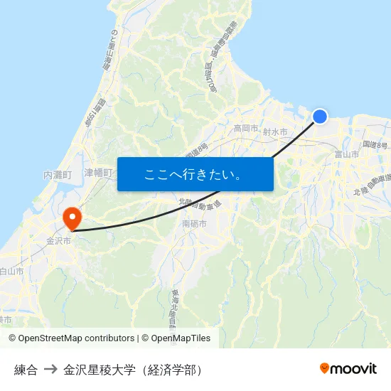 練合 to 金沢星稜大学（経済学部） map
