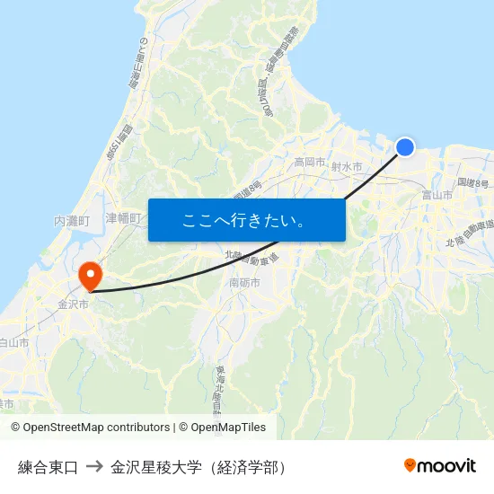 練合東口 to 金沢星稜大学（経済学部） map