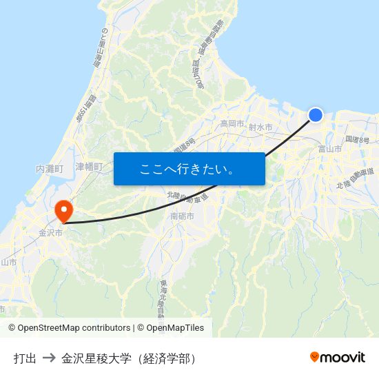 打出 to 金沢星稜大学（経済学部） map