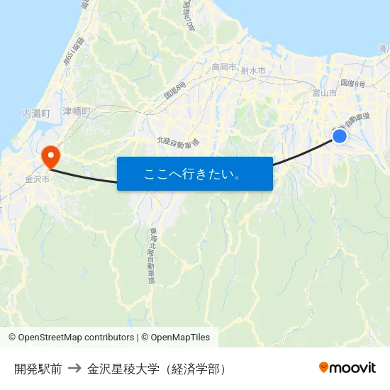 開発駅前 to 金沢星稜大学（経済学部） map