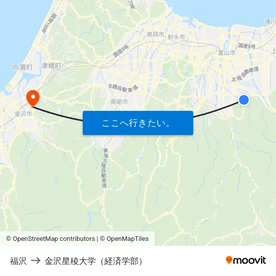 福沢 to 金沢星稜大学（経済学部） map