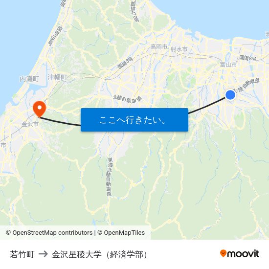 若竹町 to 金沢星稜大学（経済学部） map