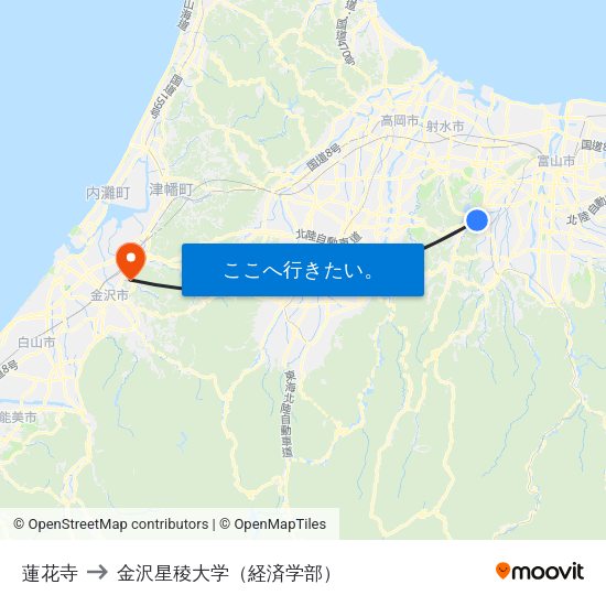 蓮花寺 to 金沢星稜大学（経済学部） map