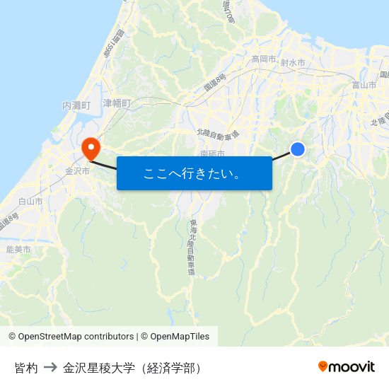 皆杓 to 金沢星稜大学（経済学部） map