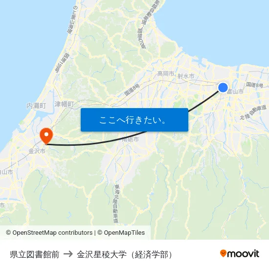 県立図書館前 to 金沢星稜大学（経済学部） map