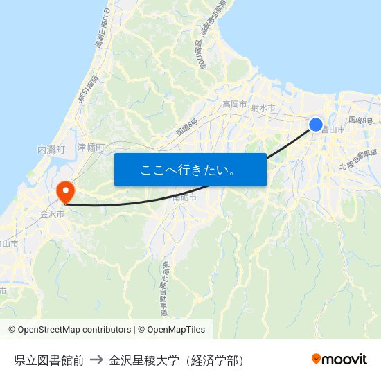 県立図書館前 to 金沢星稜大学（経済学部） map