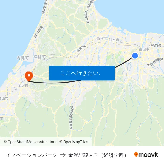 イノベーションパーク to 金沢星稜大学（経済学部） map