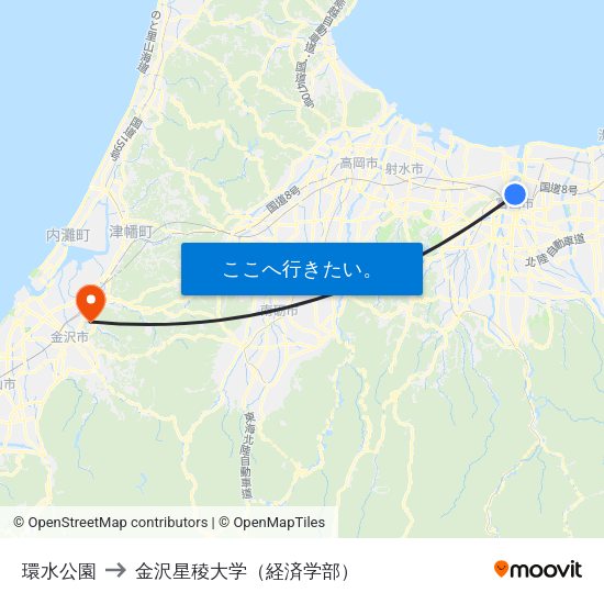 環水公園 to 金沢星稜大学（経済学部） map