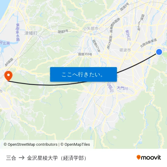 三合 to 金沢星稜大学（経済学部） map