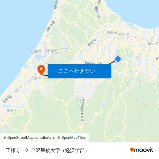 正権寺 to 金沢星稜大学（経済学部） map
