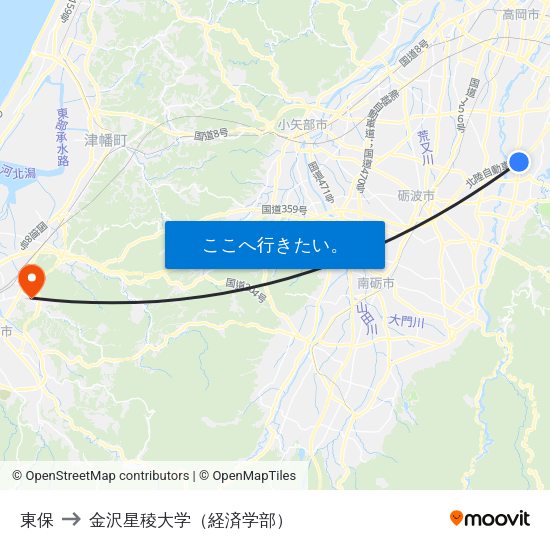 東保 to 金沢星稜大学（経済学部） map
