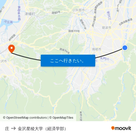 庄 to 金沢星稜大学（経済学部） map