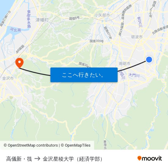 高儀新・筏 to 金沢星稜大学（経済学部） map