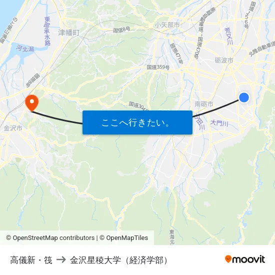 高儀新・筏 to 金沢星稜大学（経済学部） map