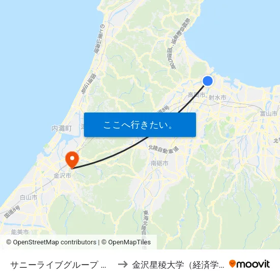 サニーライブグループ 能町口 to 金沢星稜大学（経済学部） map