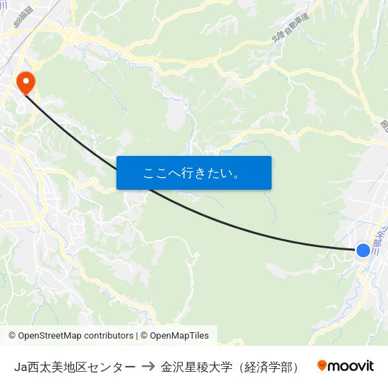 Ja西太美地区センター to 金沢星稜大学（経済学部） map