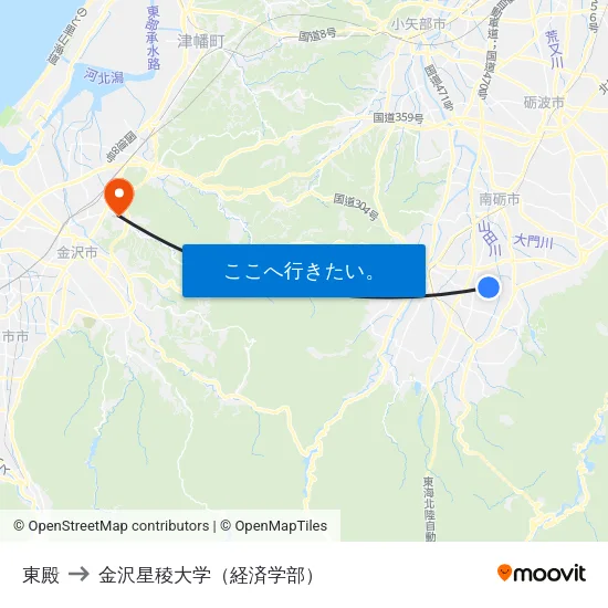 東殿 to 金沢星稜大学（経済学部） map