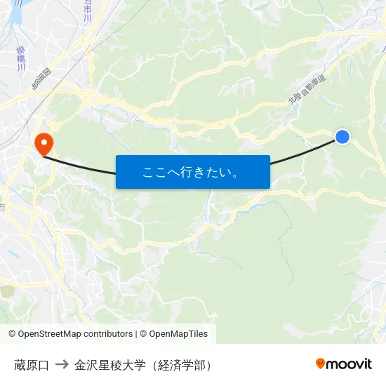 蔵原口 to 金沢星稜大学（経済学部） map