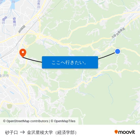 砂子口 to 金沢星稜大学（経済学部） map