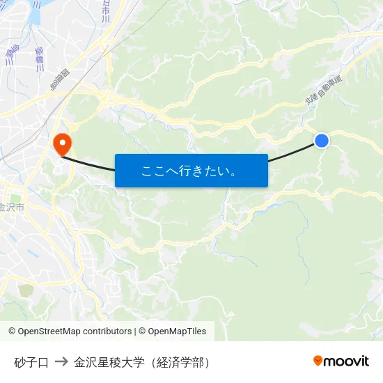 砂子口 to 金沢星稜大学（経済学部） map