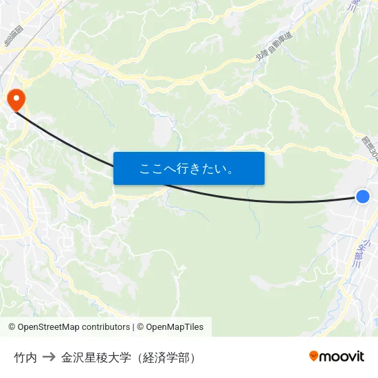 竹内 to 金沢星稜大学（経済学部） map