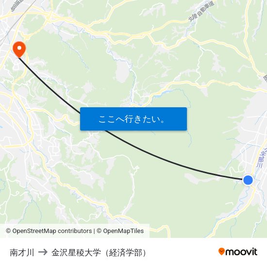 南才川 to 金沢星稜大学（経済学部） map
