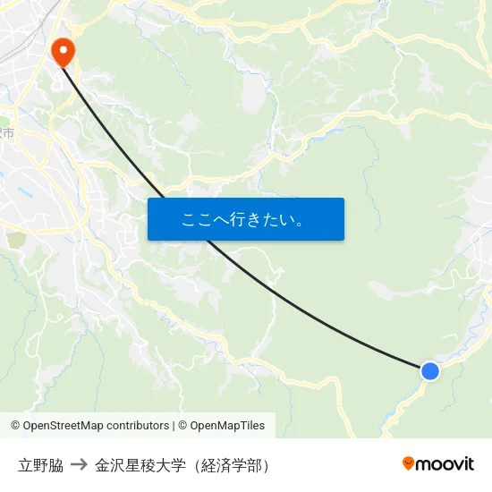立野脇 to 金沢星稜大学（経済学部） map