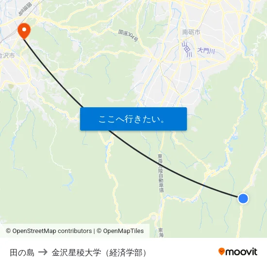 田の島 to 金沢星稜大学（経済学部） map
