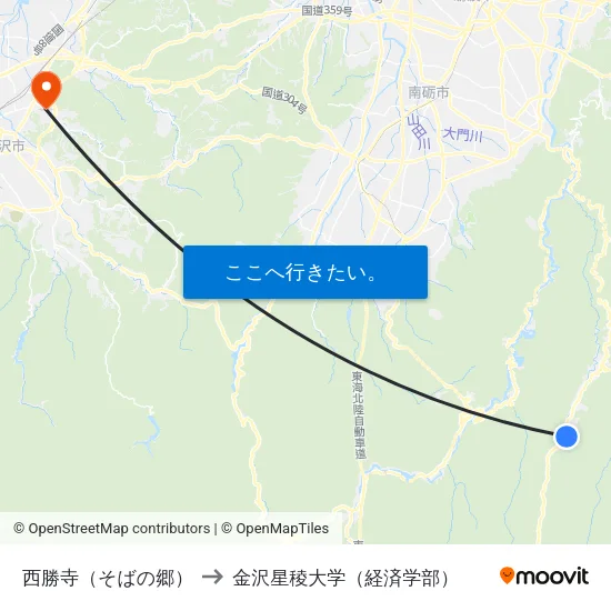 西勝寺（そばの郷） to 金沢星稜大学（経済学部） map