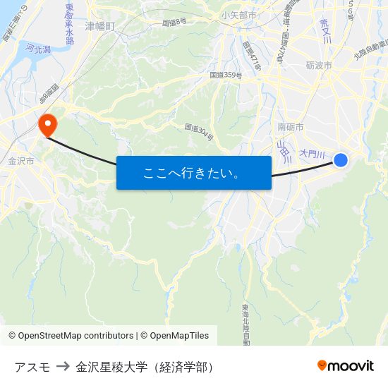 アスモ to 金沢星稜大学（経済学部） map