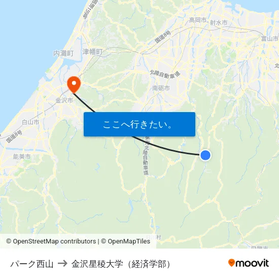 パーク西山 to 金沢星稜大学（経済学部） map