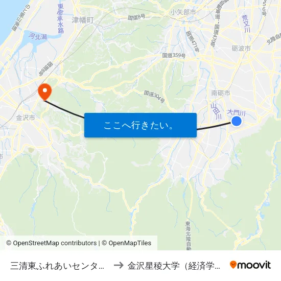 三清東ふれあいセンター前 to 金沢星稜大学（経済学部） map