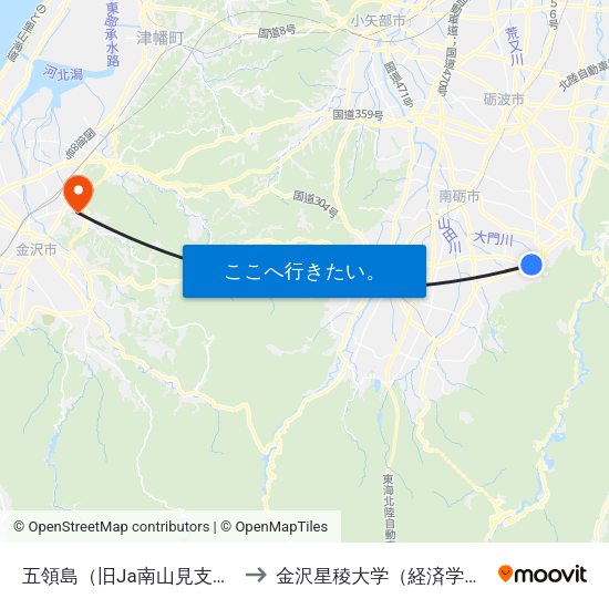 五領島（旧Ja南山見支店） to 金沢星稜大学（経済学部） map