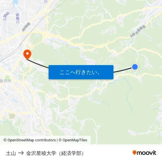 土山 to 金沢星稜大学（経済学部） map