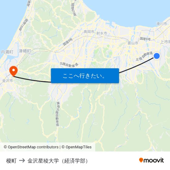 榎町 to 金沢星稜大学（経済学部） map