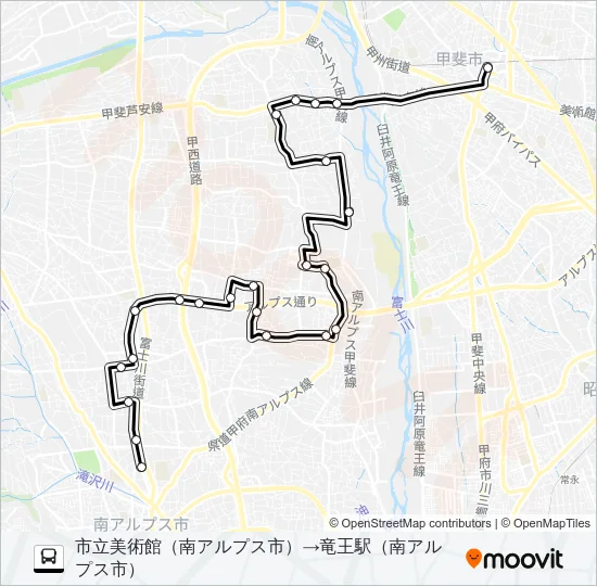 八田・甲西線（1便） Bus Line Map