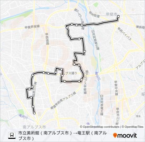 八田・甲西線（1便） バスの路線図