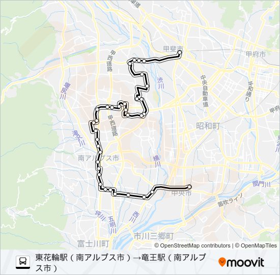 八田・甲西線（3・5・7便） バスの路線図