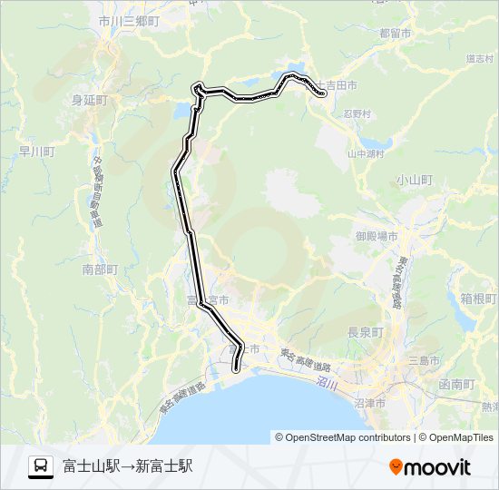 富士山駅発  新富士駅方面行き Bus Line Map