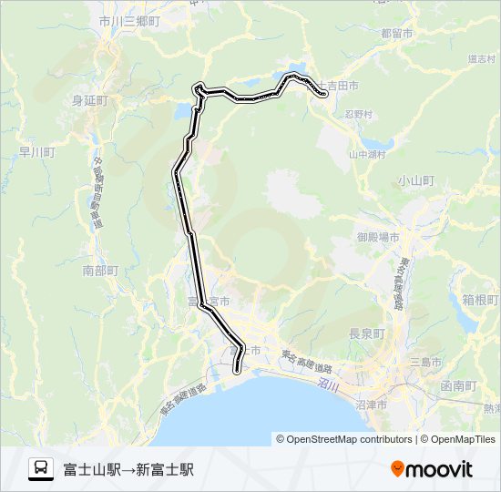 富士山駅発  新富士駅方面行き バスの路線図