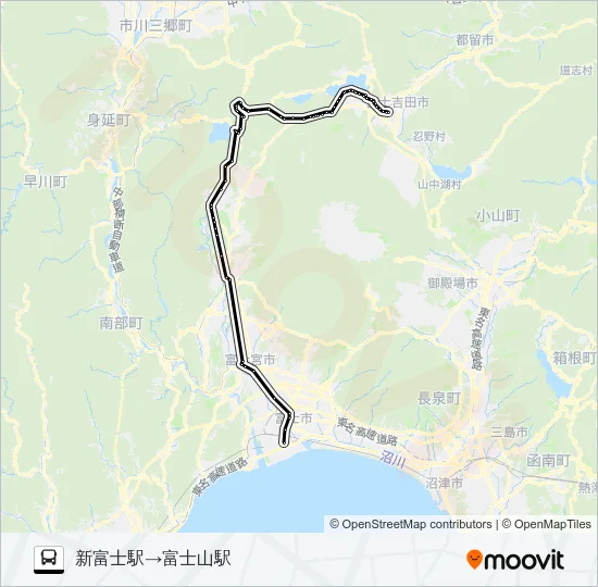新富士駅発  富士山駅方面行き Bus Line Map
