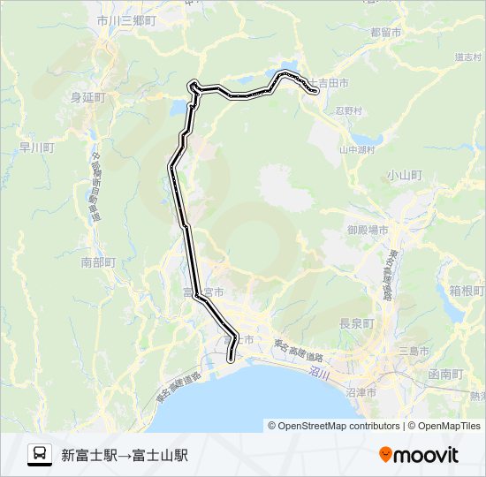 新富士駅発  富士山駅方面行き バスの路線図