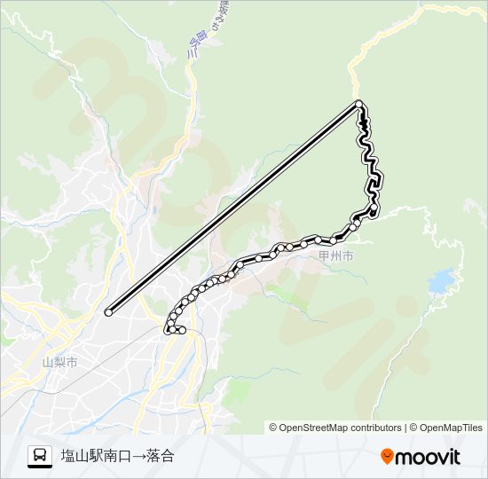塩山駅発落合行き バスの路線図